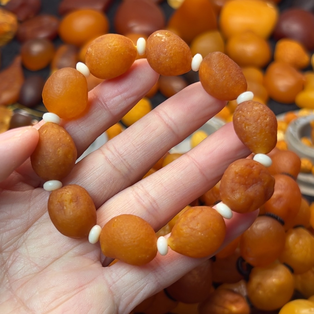 琥珀裸石未镶嵌天然蜜蜡手串