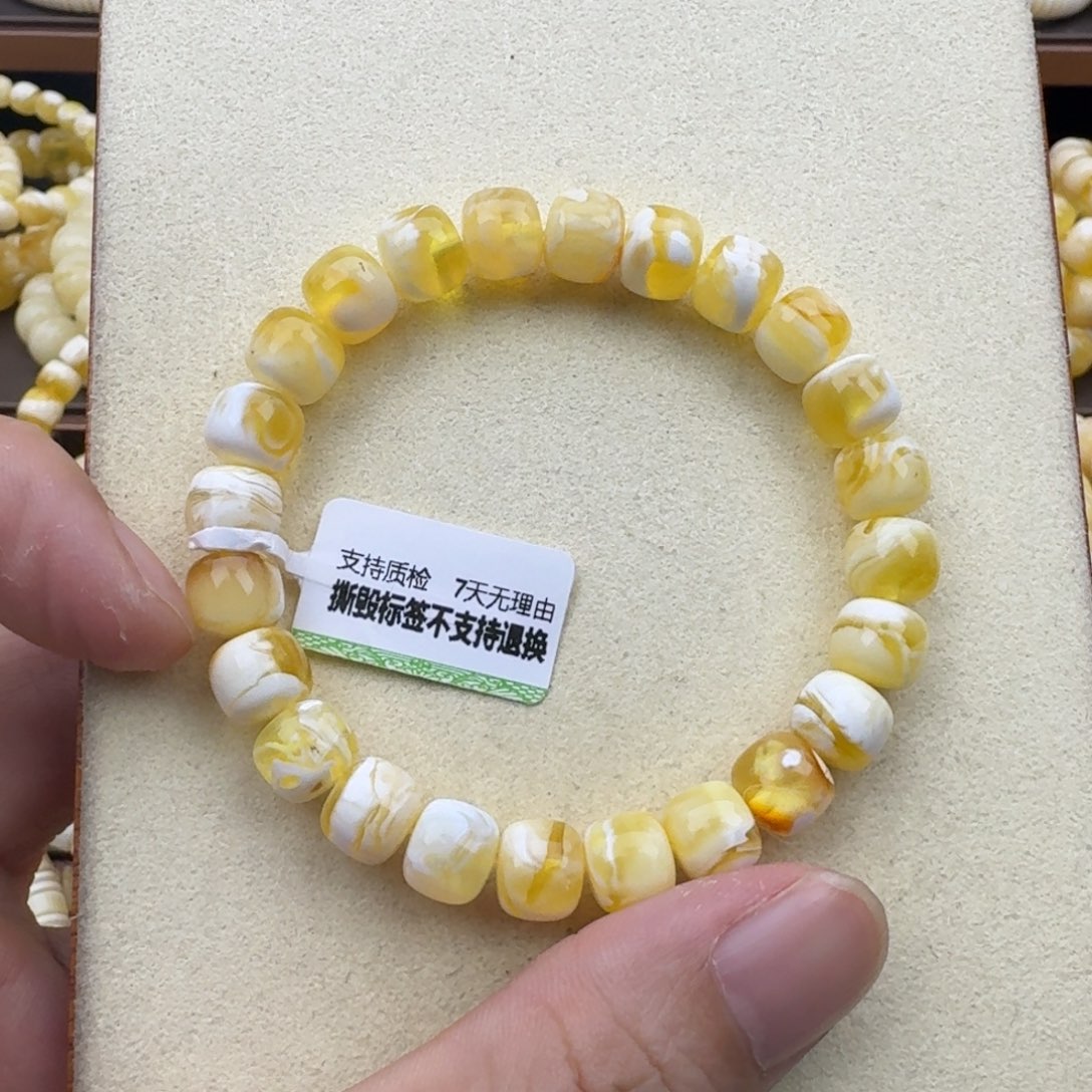 琥珀手链未镶嵌赫***?蜜蜡手串