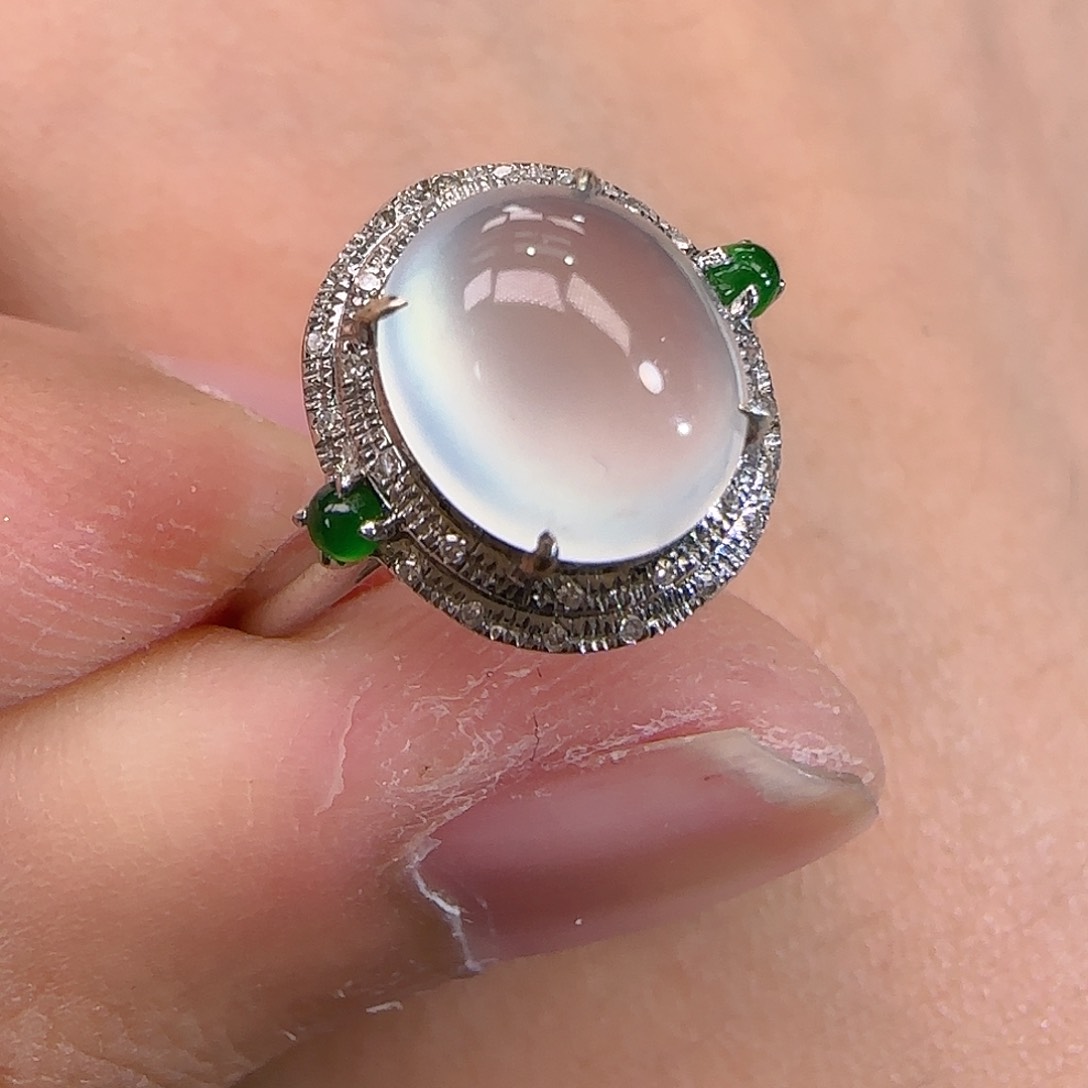 翡翠戒指18K金镶嵌天然翡翠