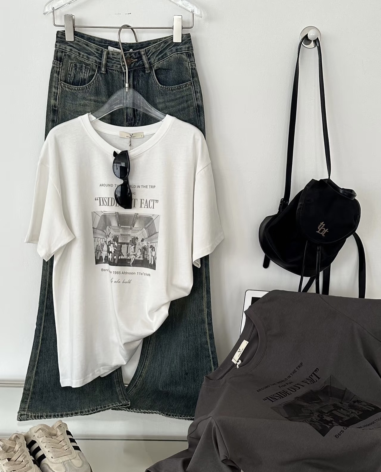 拼接新潮风短袖复古港风吸汗T恤外穿简约百搭英伦风