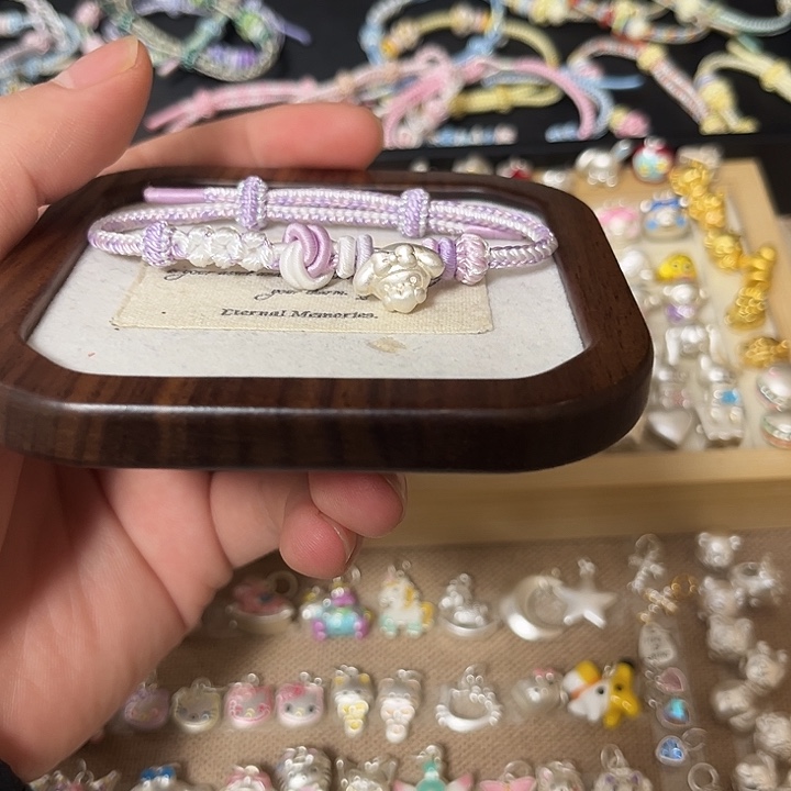 足银布艺美乐蒂+高配紫色手绳