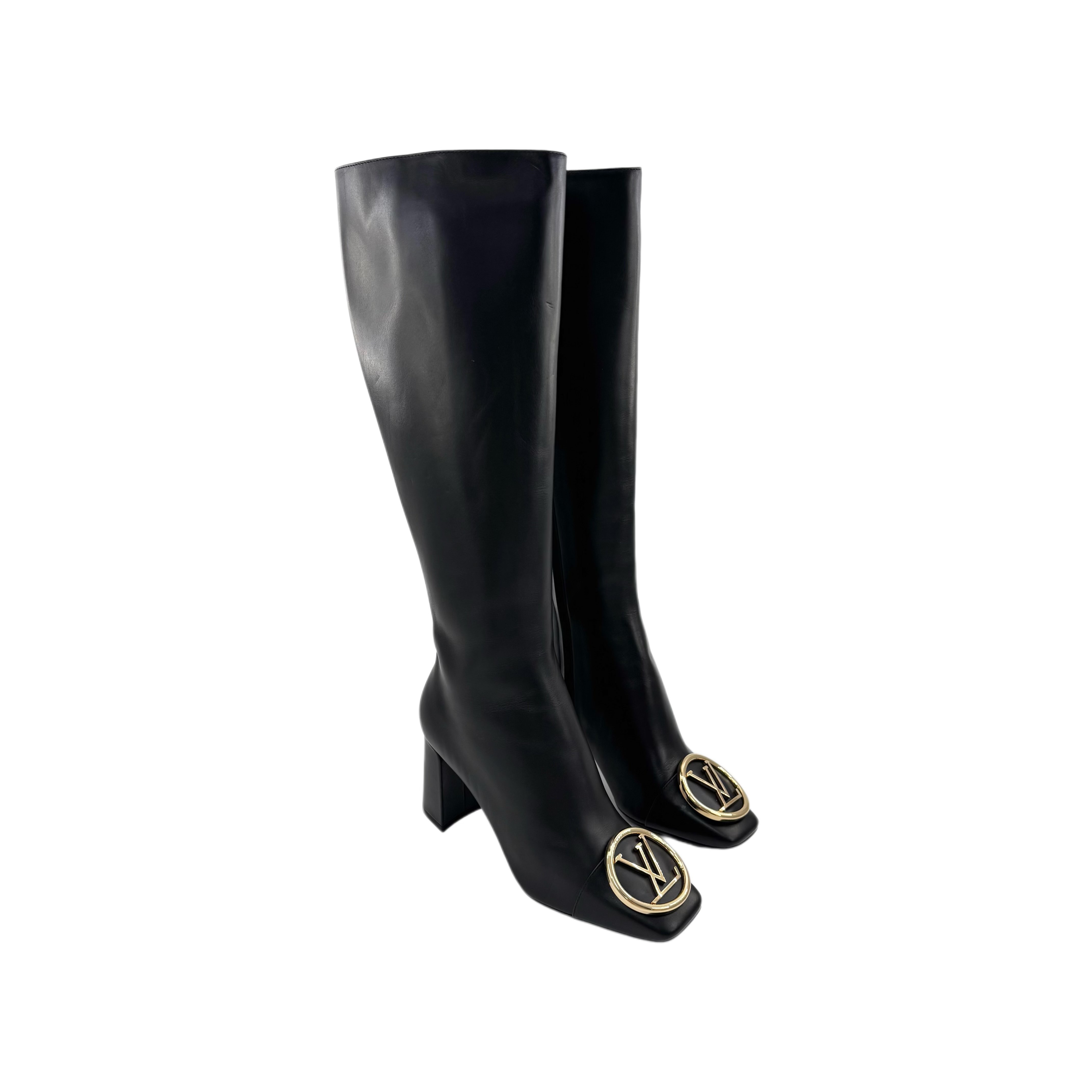 未使用 LouisVuitton/路易威登 36.5高跟金标方头长筒靴合集