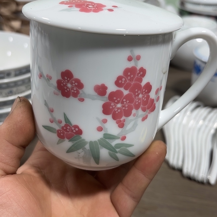 陶梅花，手绘杯子，杯子，杯子400容量