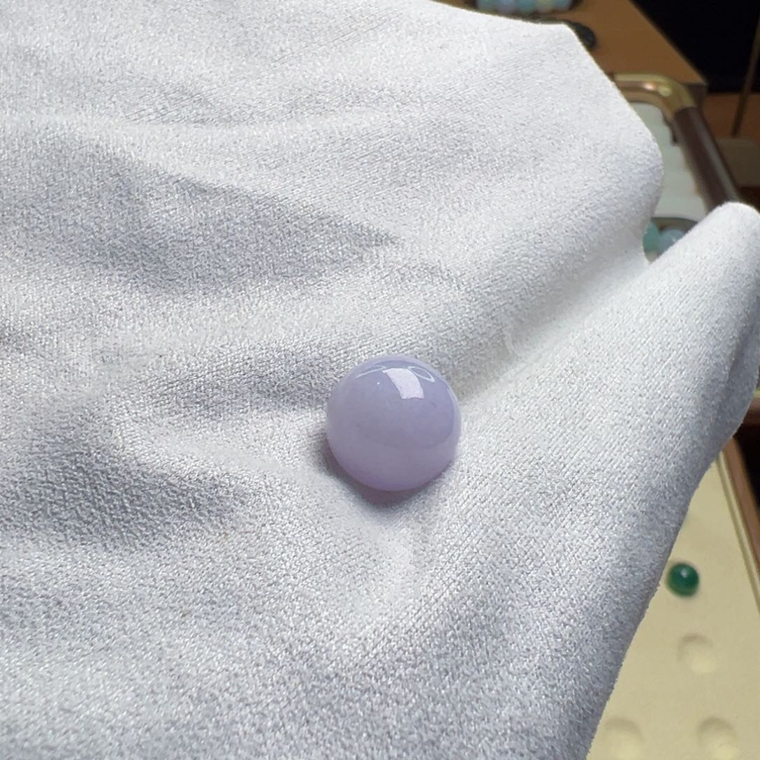 翡翠散珠【尚墨珠宝】粉紫圆珠单颗翡翠卡12mm