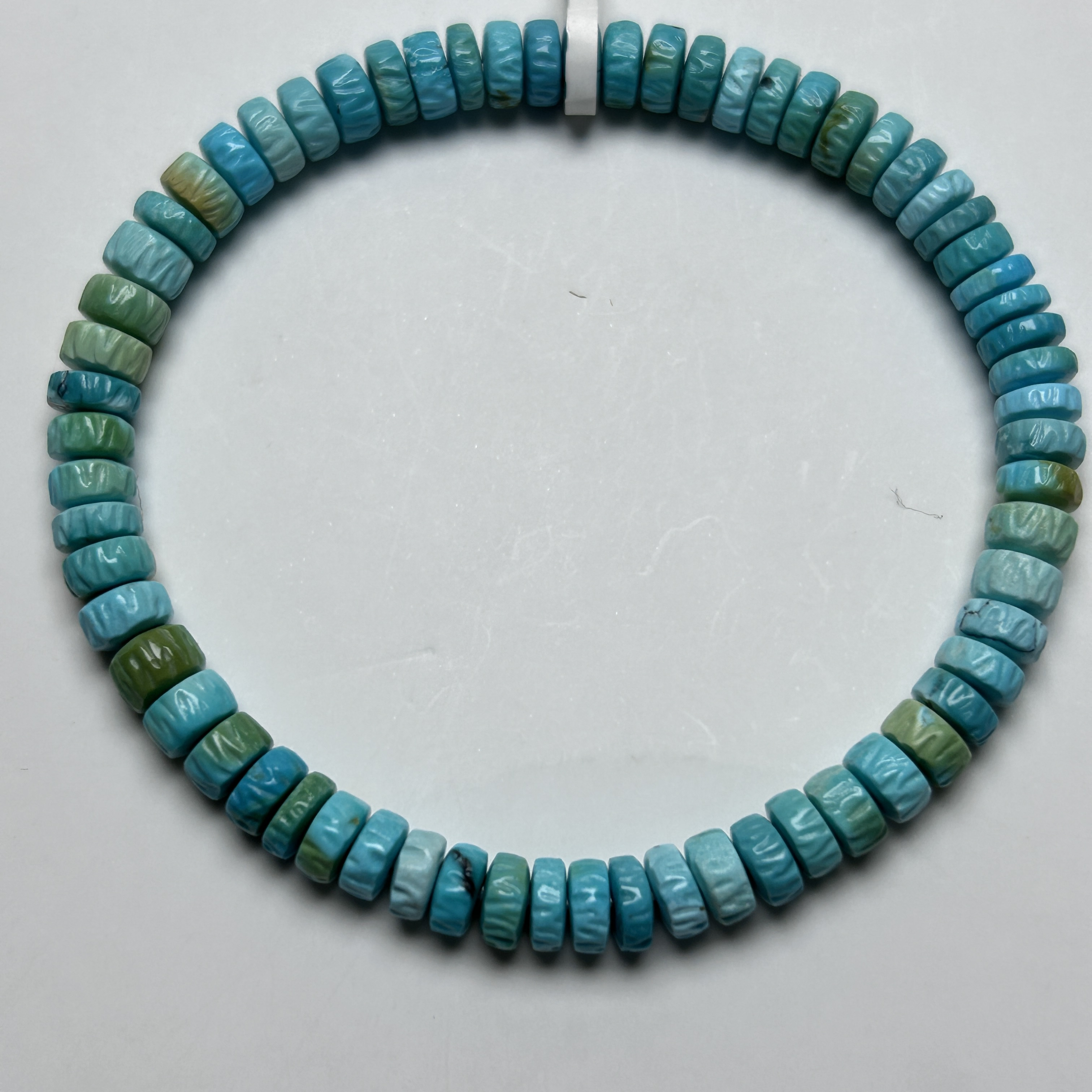 湖北竹山原矿高瓷炫彩绿松石直切药片百香单圈手串手链5.5mm