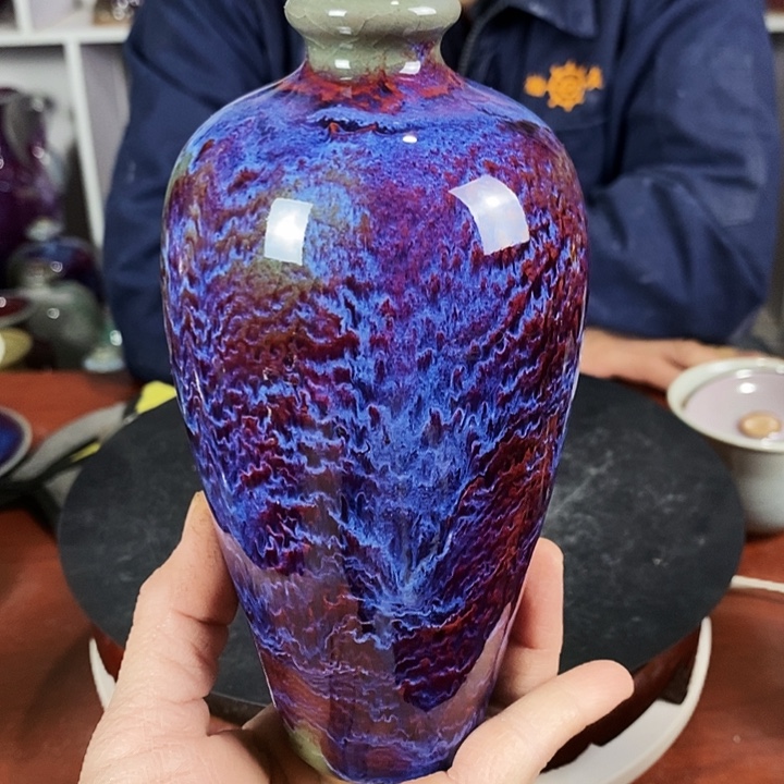 瓷片尚峰钧窑作品梅瓶