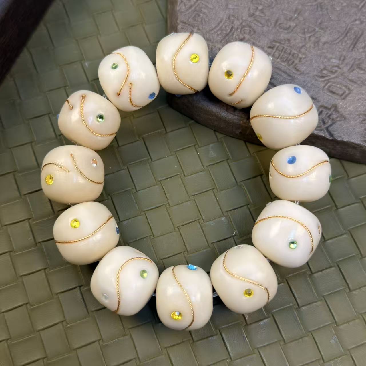 象牙果玉果缠金桶珠18*20mm手串【一串】尺寸±3mm为正常