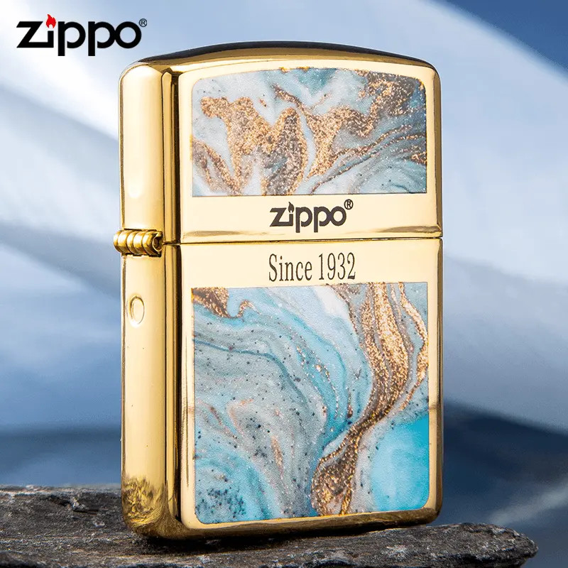 ZIPPO/之宝打火机云卷纹大理石纹鎏金盔甲机官方正品打火机DYX1H1
