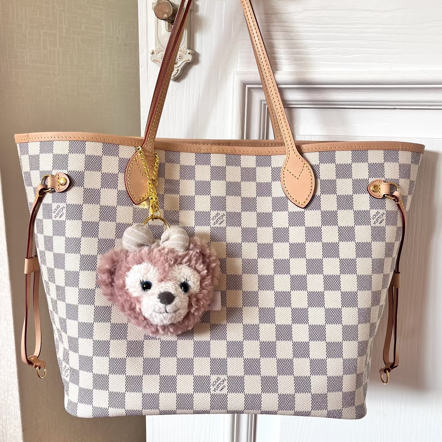 95新 LouisVuitton/路易威登 LV 大号白棋盘格NF手提单肩包/ym