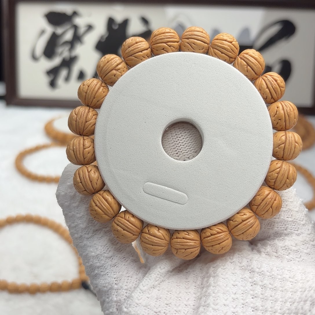 凡***.手串桃核1.3「肌肉小黄桃」野生桃核单圈