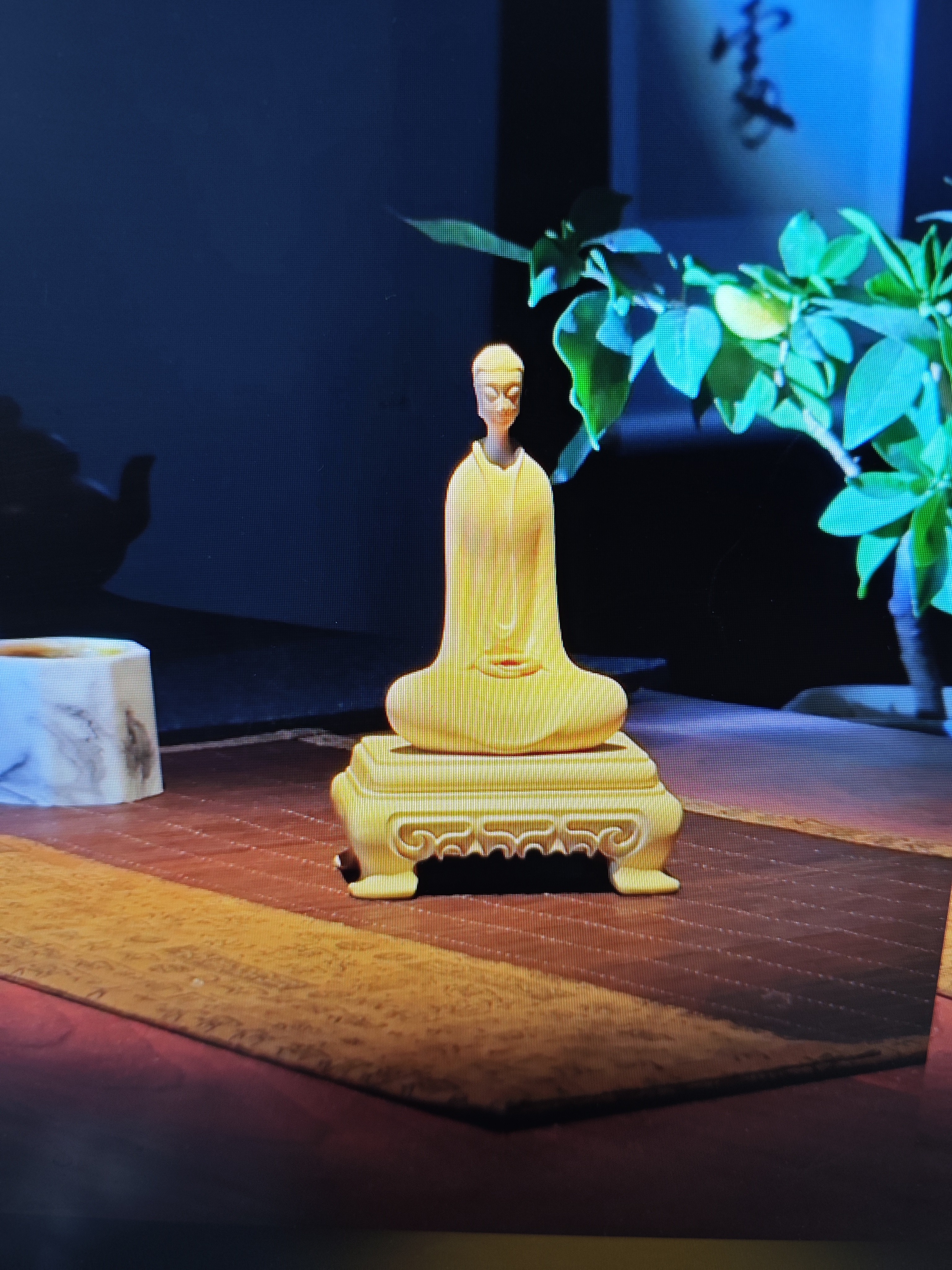 黄杨木雕北魏佛禅意摆件新中式实木质办公客厅玄关供奉摆饰品