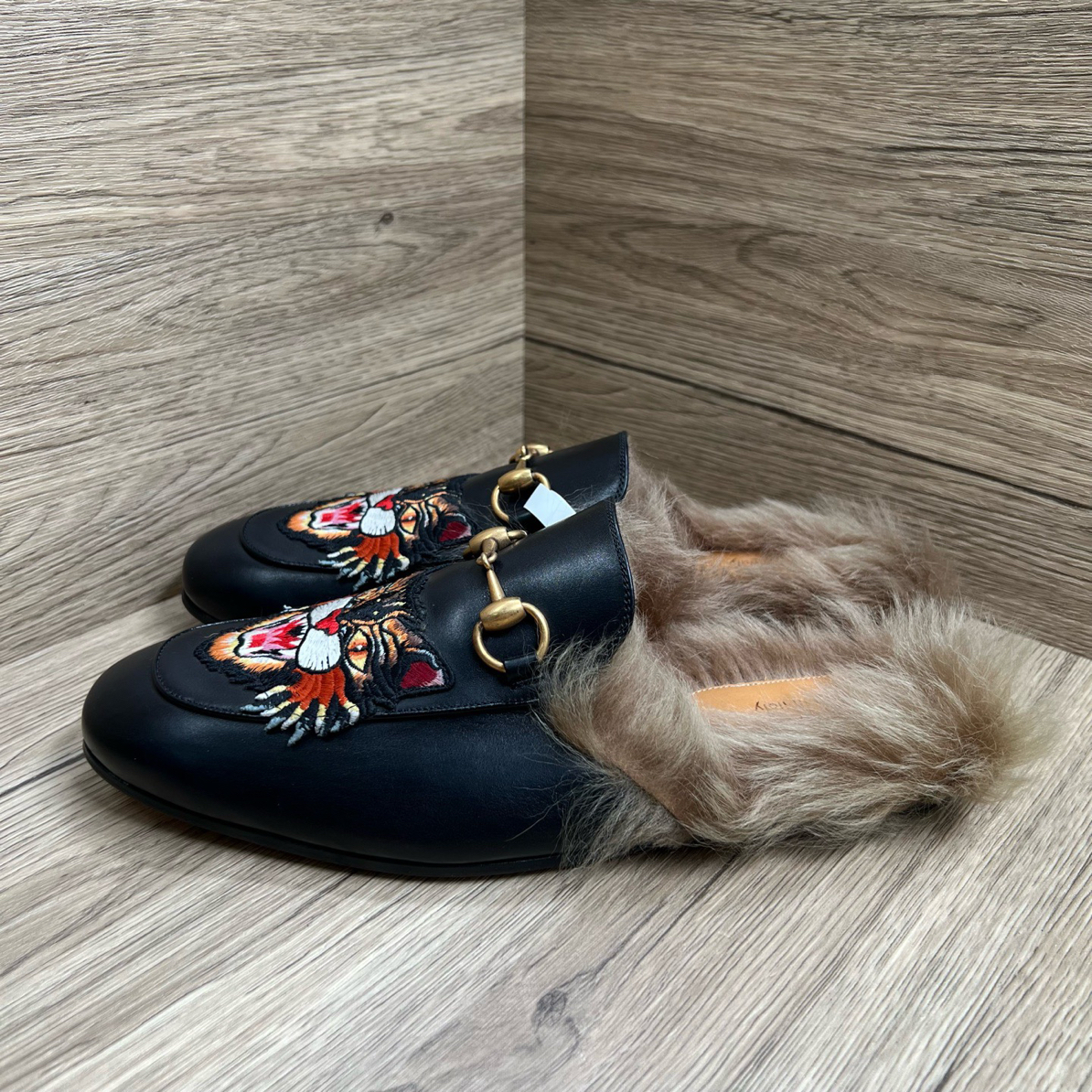 95新 GUCCI/古驰 猫头刺绣穆勒半拖 41码/98新