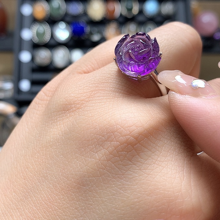 水晶水晶戒指银S925镶嵌