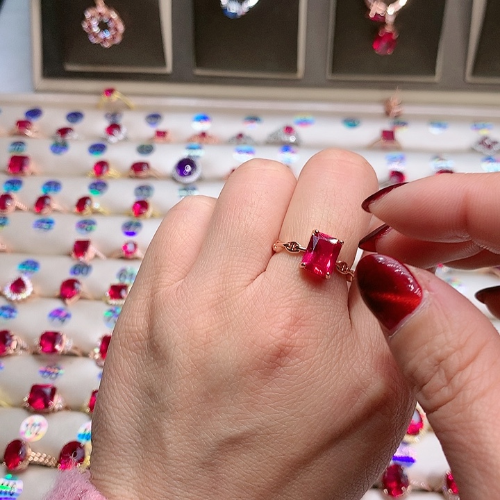 红宝石戒指银S925镶嵌7.9