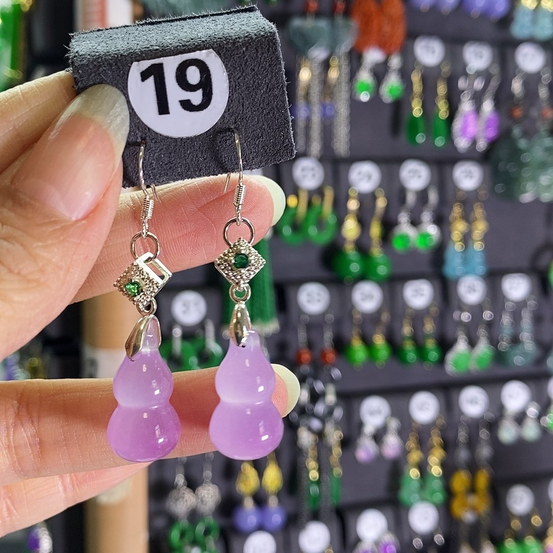 银S925镶嵌翡翠耳饰19