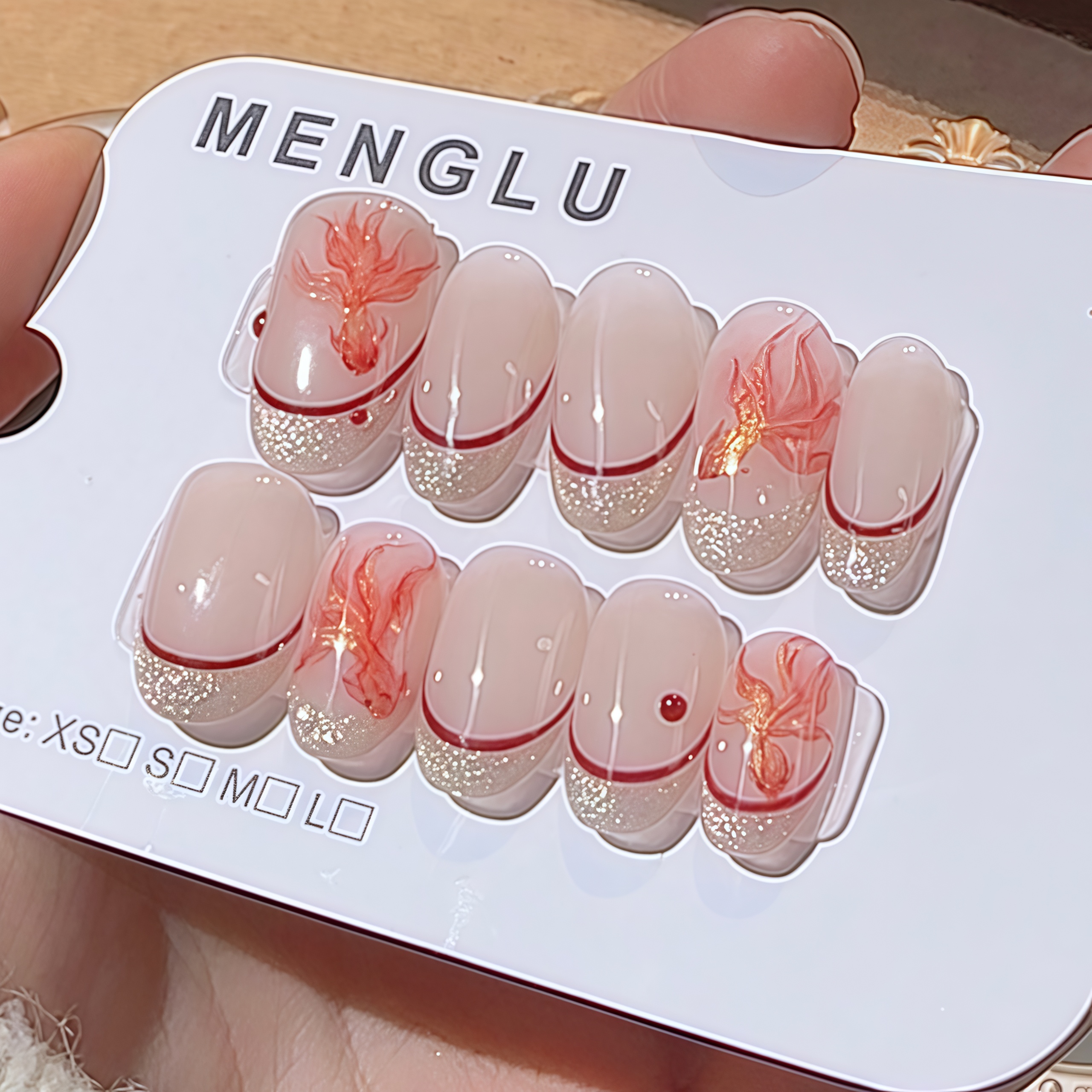 锦鲤 纯手工穿戴甲十片装