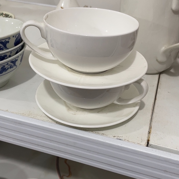 瓷片骨质瓷牛奶杯碟2套