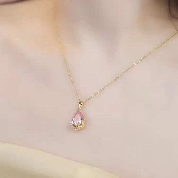 【180】钛钢项链女简约水滴形吊坠小众设计感网红爆款锁骨链饰品