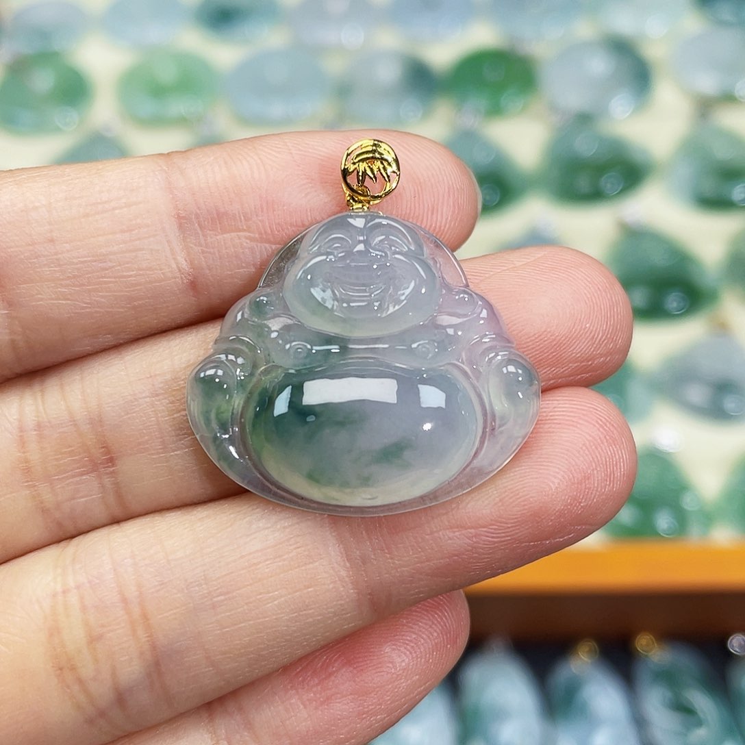 翡翠颈饰18K金镶嵌吊坠