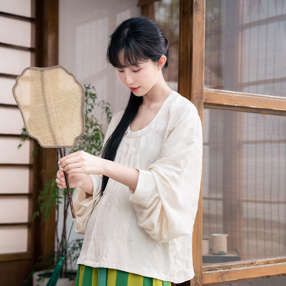 谜阿凰【苏堤春晓】唐制汉服日常款坦领衫垂领破裙宽松棉质新中式