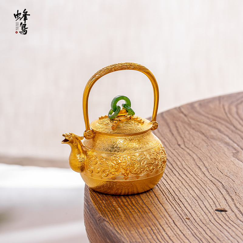 蜂鸟工坊 传承者 镀金兽口三环提梁茶壶煮水煮茶茶壶 SWA18158