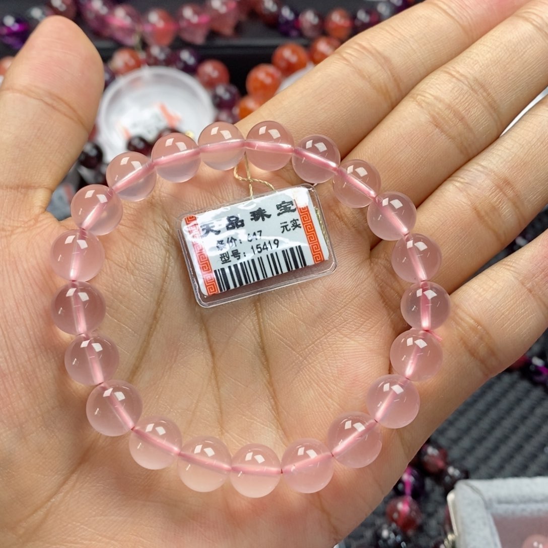 水晶手链未镶嵌粉水晶15419