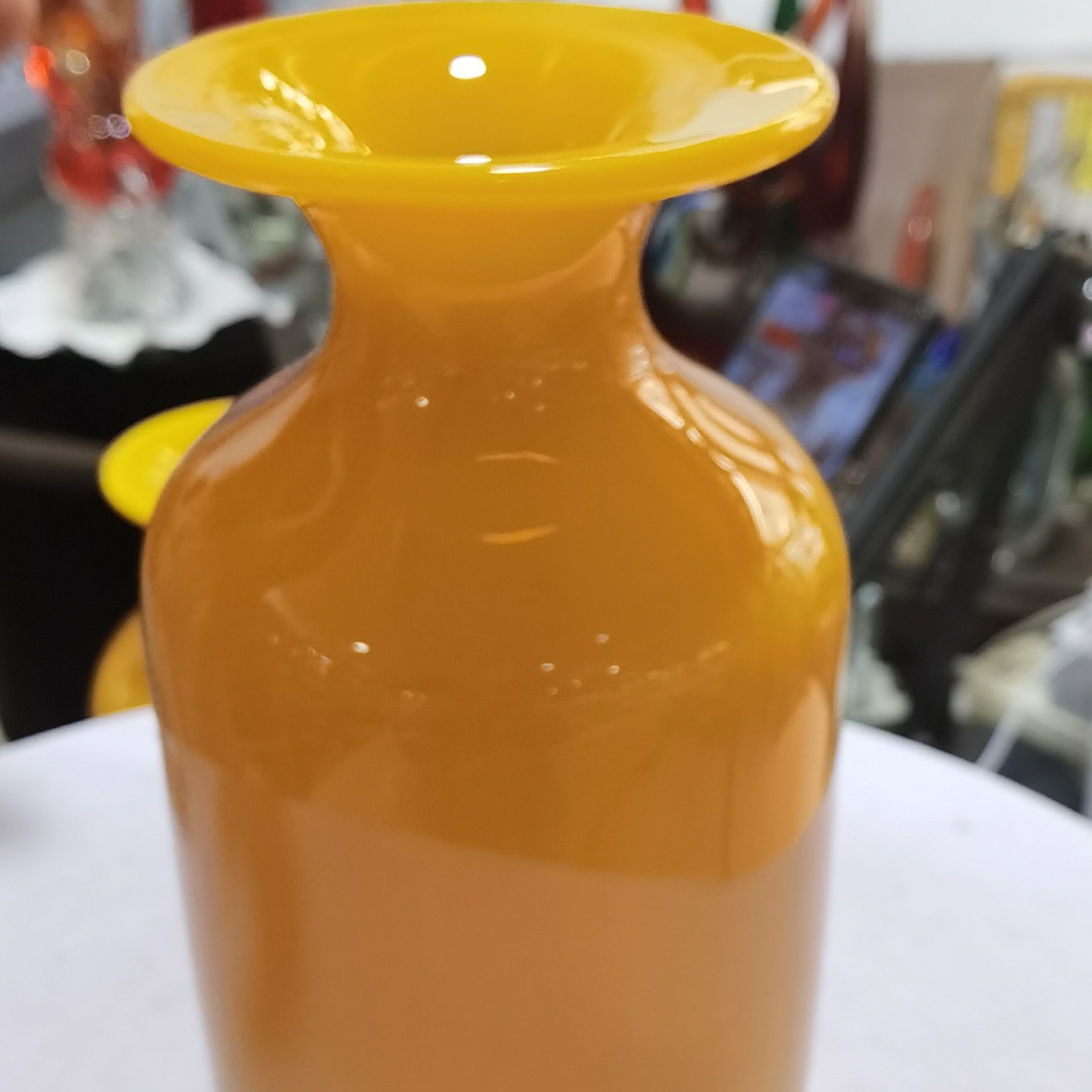 手工琉璃鸡油黄中号冬瓜瓶桌面摆件