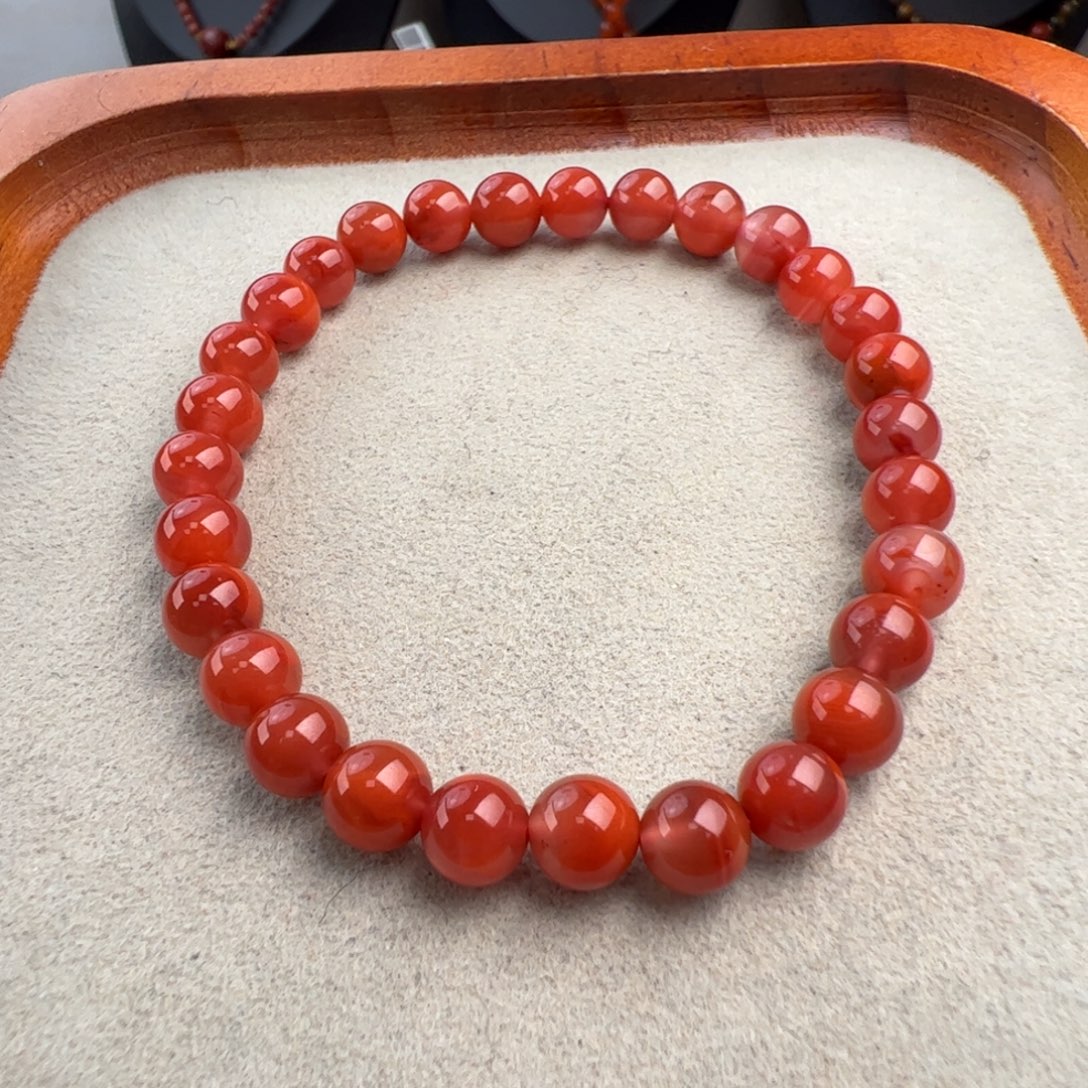 南红玛瑙未镶嵌（玫瑰红手串6+）