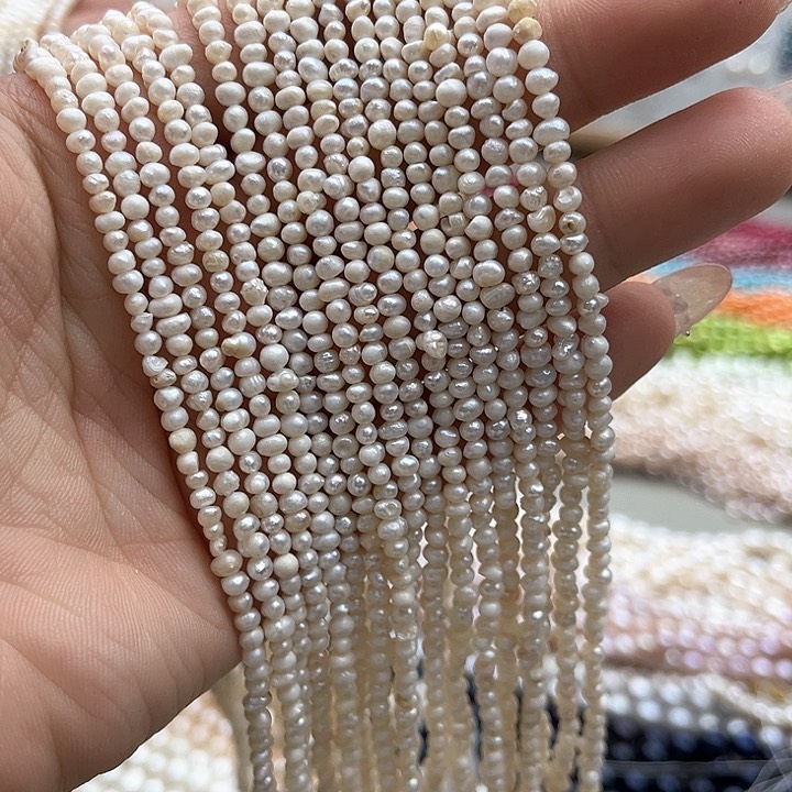 玛瑙/玉髓珠宝半成品未镶嵌一条3.5mm左右哑光珍珠有生长纹