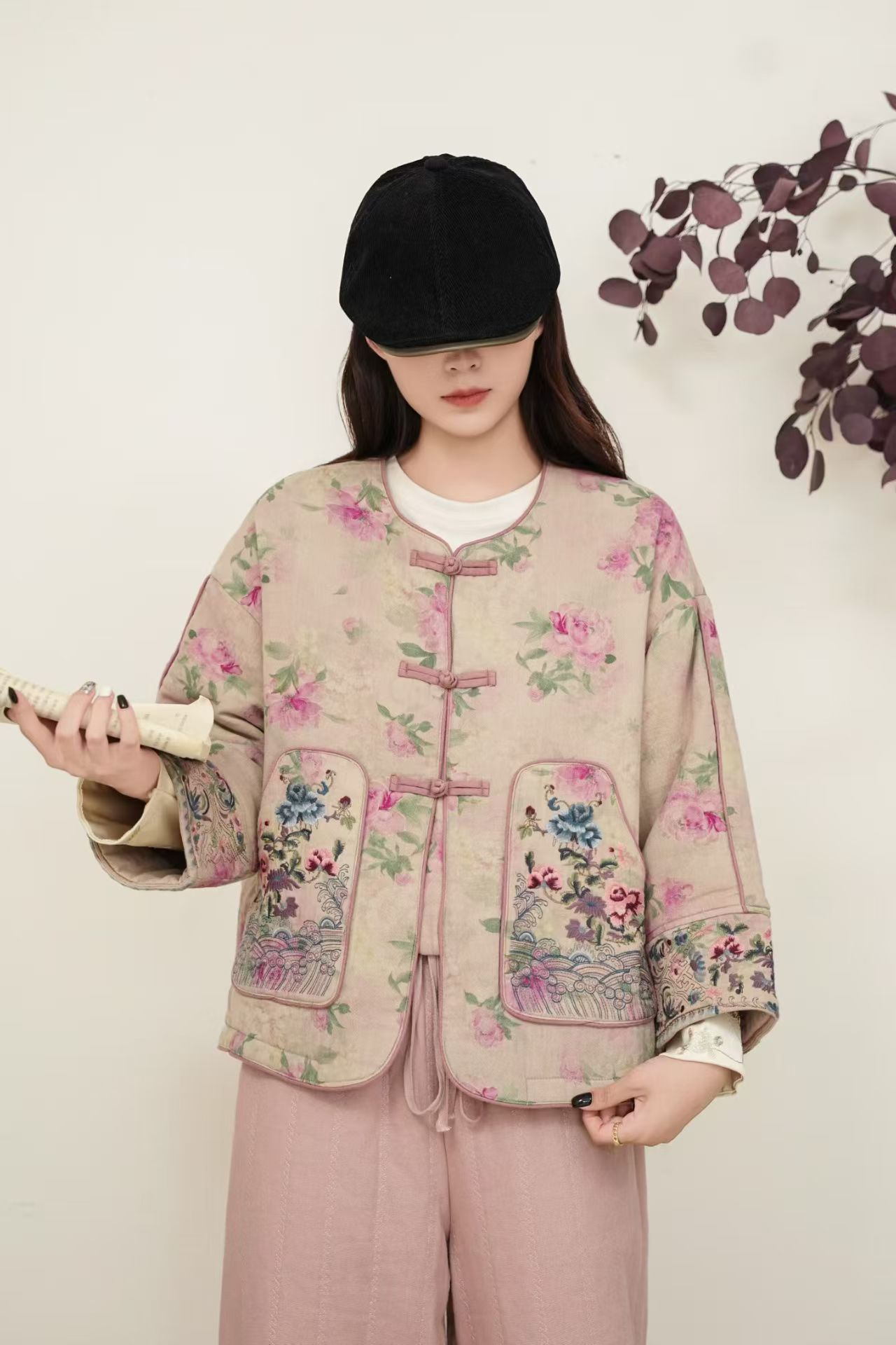 （01--99编码）新款原创民族风斜纹麻棉服棉袄宽棉衣松复古做旧盘扣