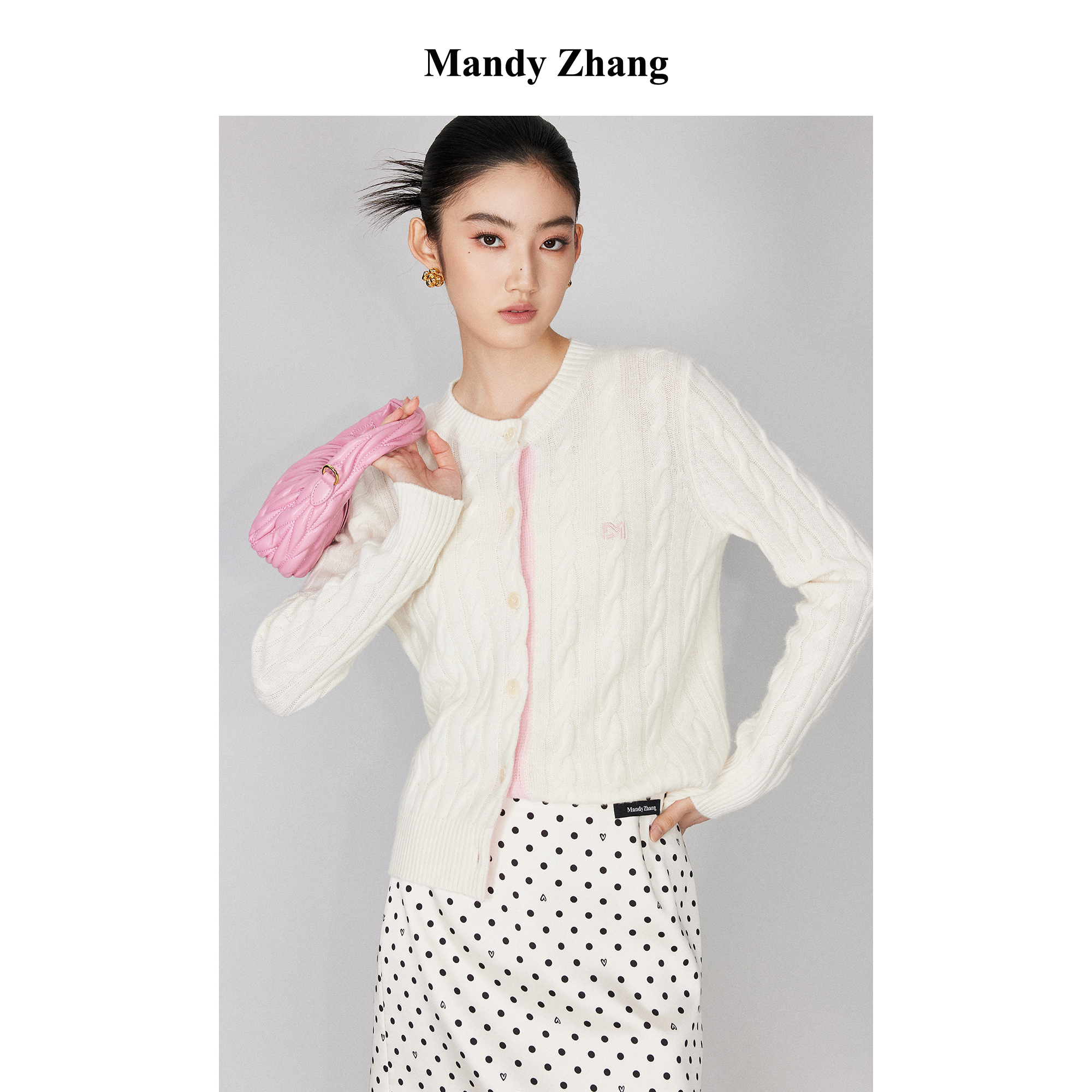 【诗语专属】MandyZhang100%针织开衫女冬毛衣外套MMS0568
