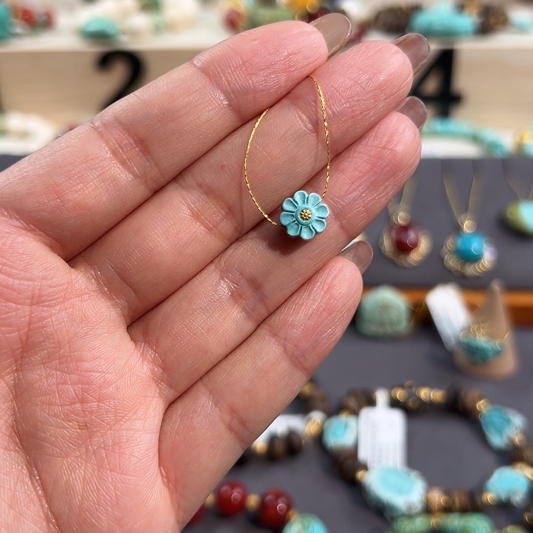 萍***p绿松石未镶嵌把件太阳花配饰