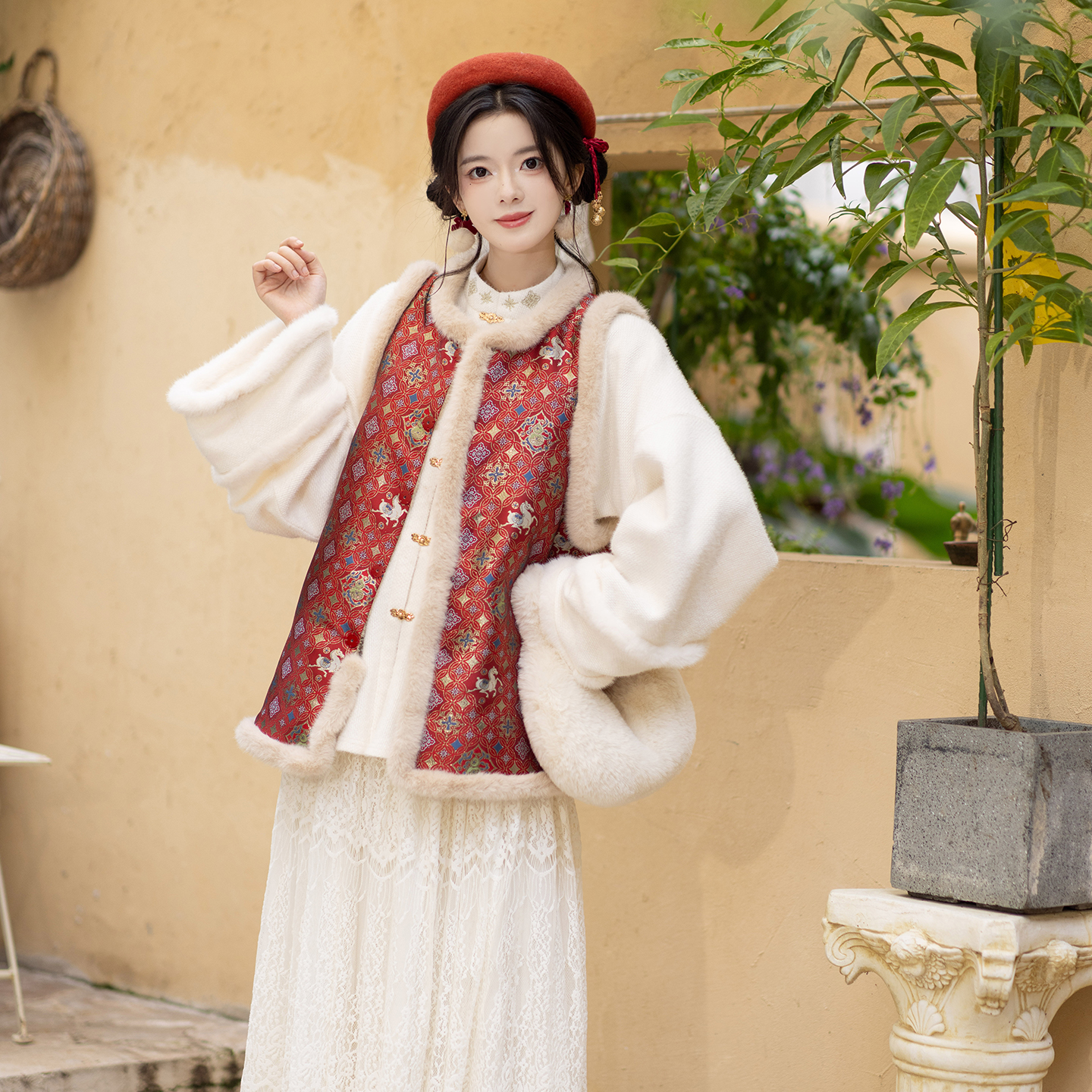 池夏【冬至:马上有钱】明制加绒仿妆花比甲长裤原创改良汉服 秋冬