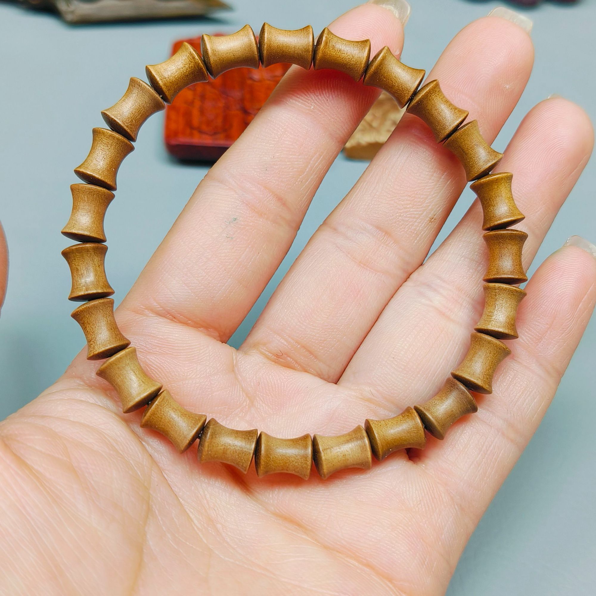 印度老山檀香节节高升老料0.6竹节珠单圈国风手串