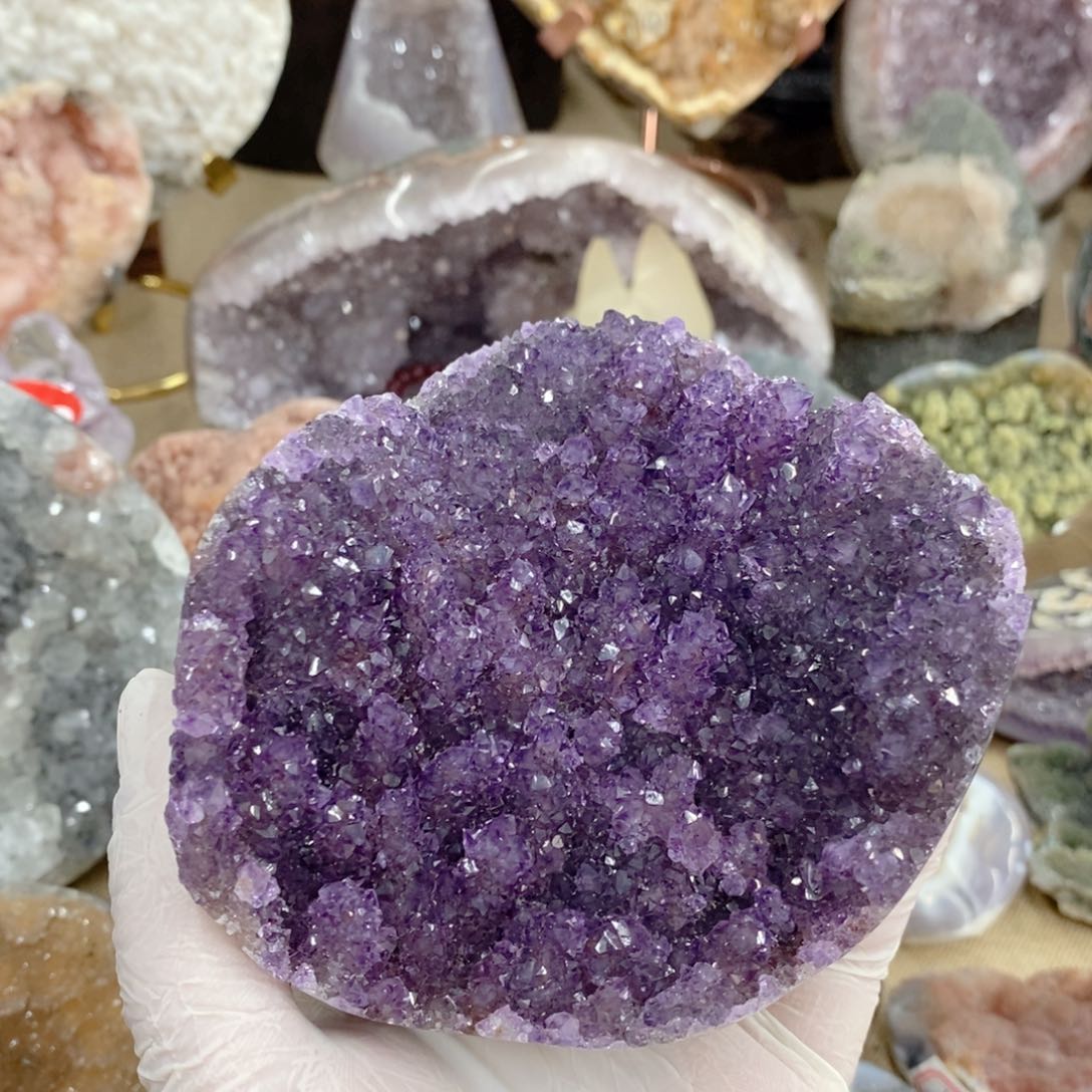 水晶天然水晶摆件9K金镶嵌