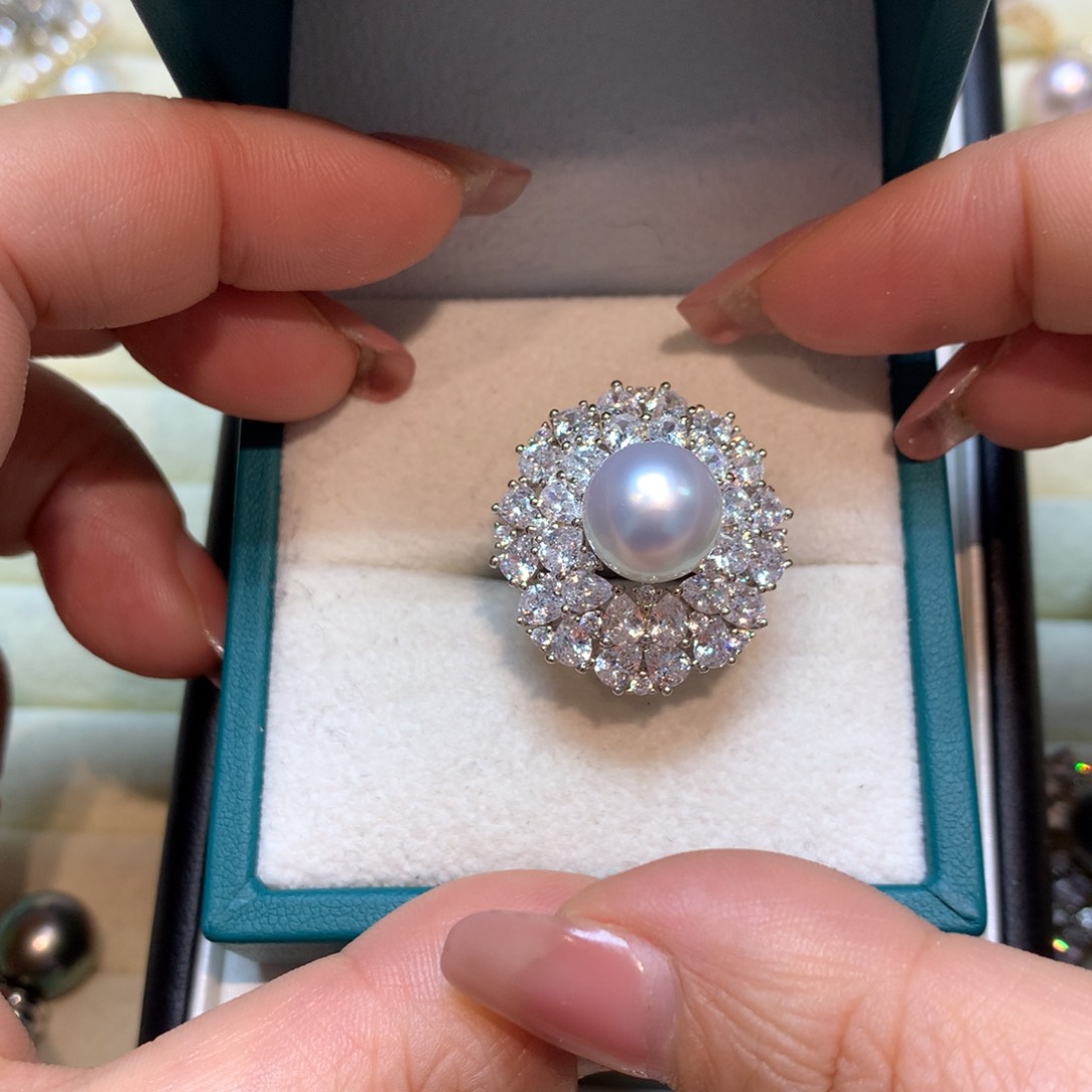 海水珍珠戒指银S925镶嵌