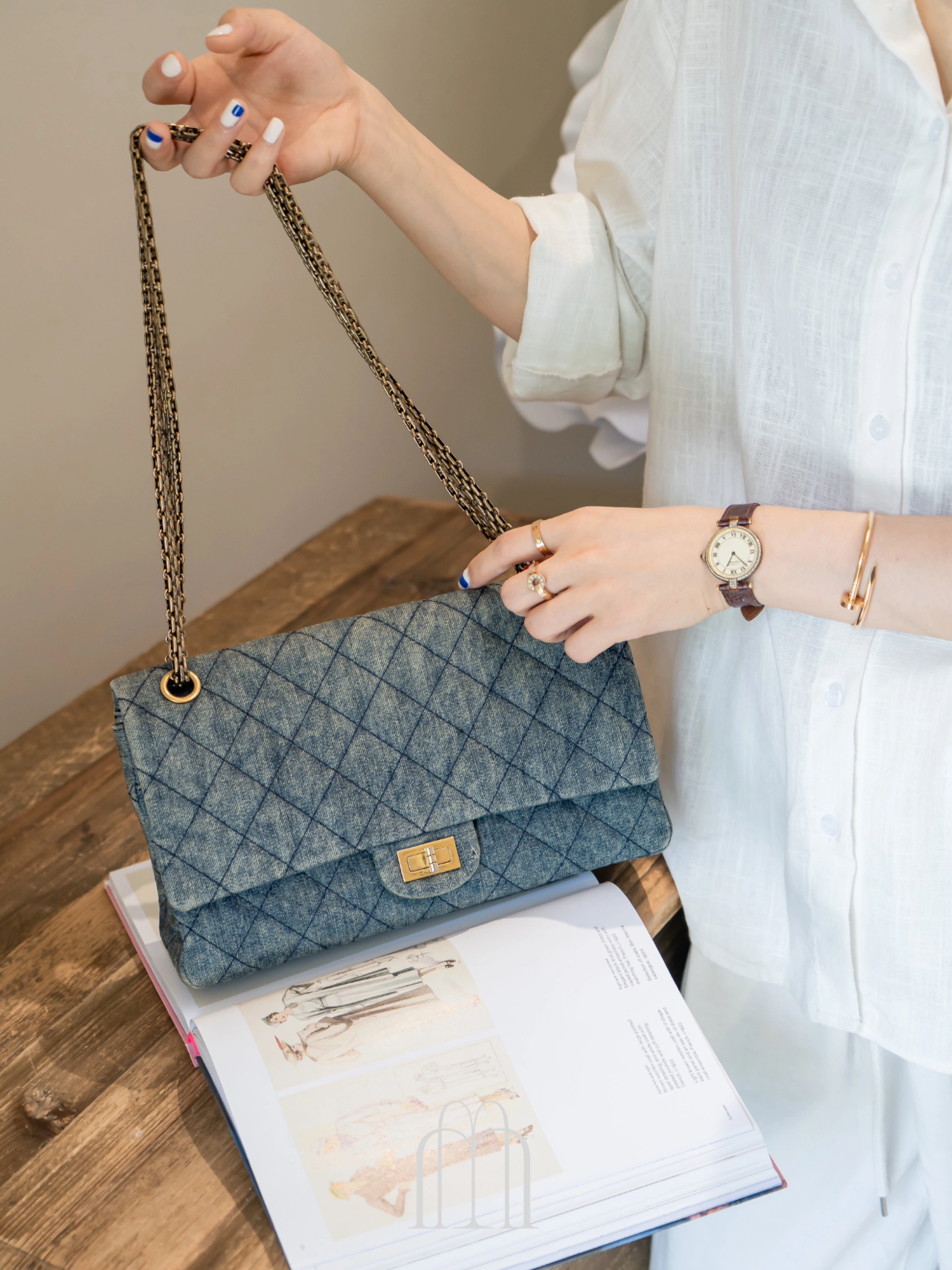 95新 Chanel/香奈儿 4807 Chanel 中古牛仔2.55大号