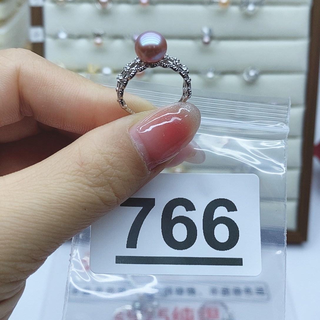 淡水珍珠戒指银S925镶嵌766
