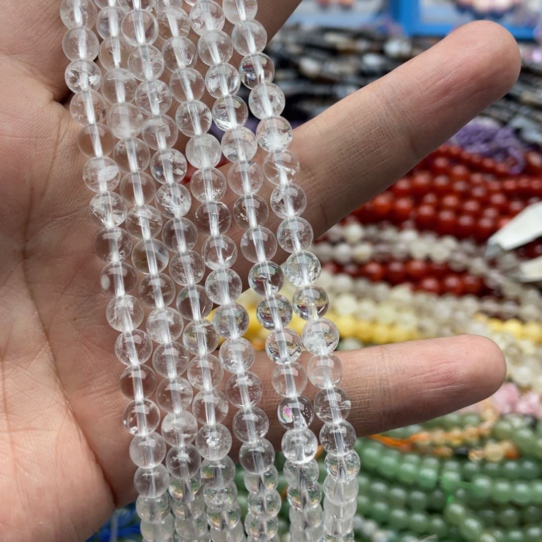 玛瑙/玉髓珠宝半成品未镶嵌一条装6mm白水圆珠