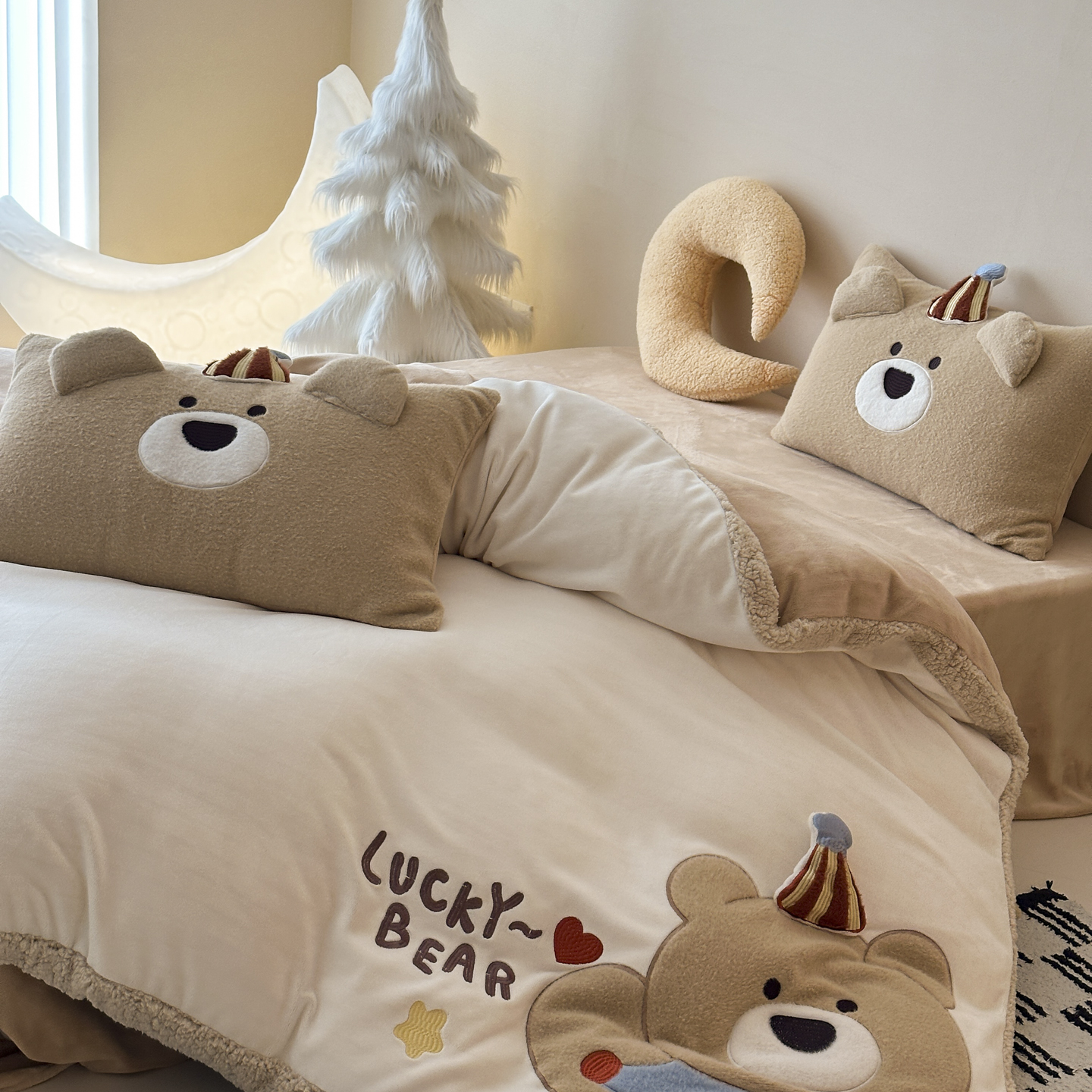 高端定制250g加厚牛奶绒四件套冬季保暖防静电不掉毛加绒床单床笠