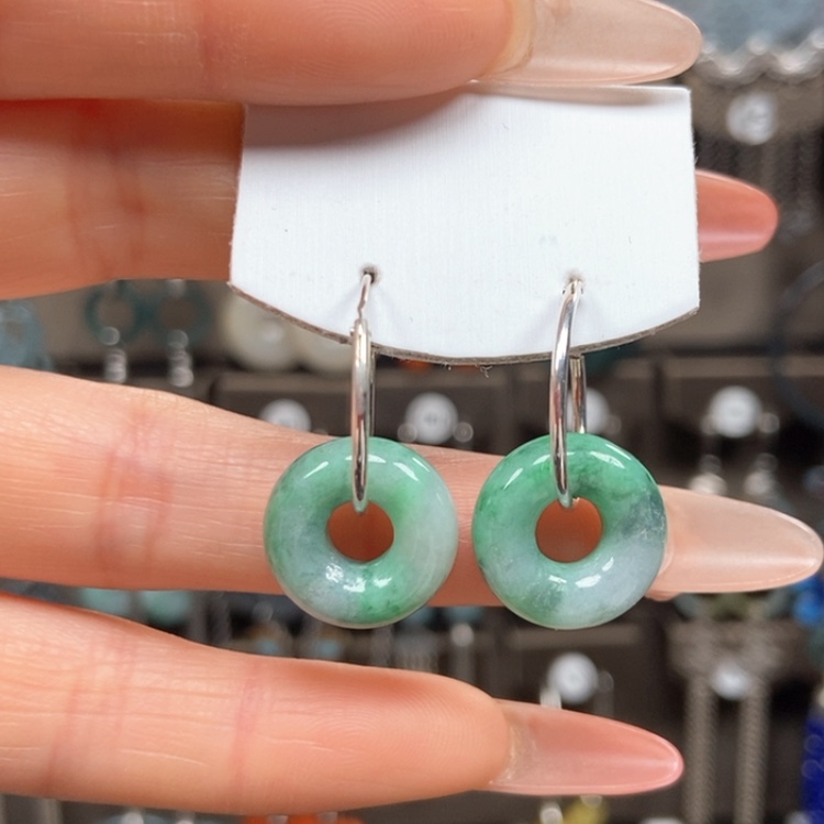 【闪购商品】翡翠耳饰银S925镶嵌耳饰