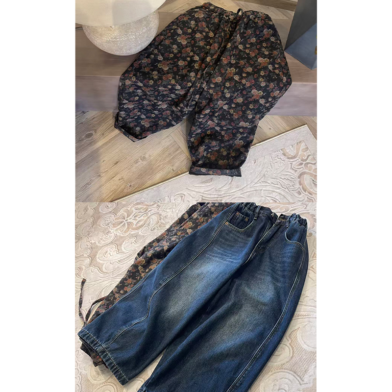 ZUOXIAOQI【现货】玫瑰园加绒奶奶牛仔裤43（玫瑰裤长93/牛仔蓝88）