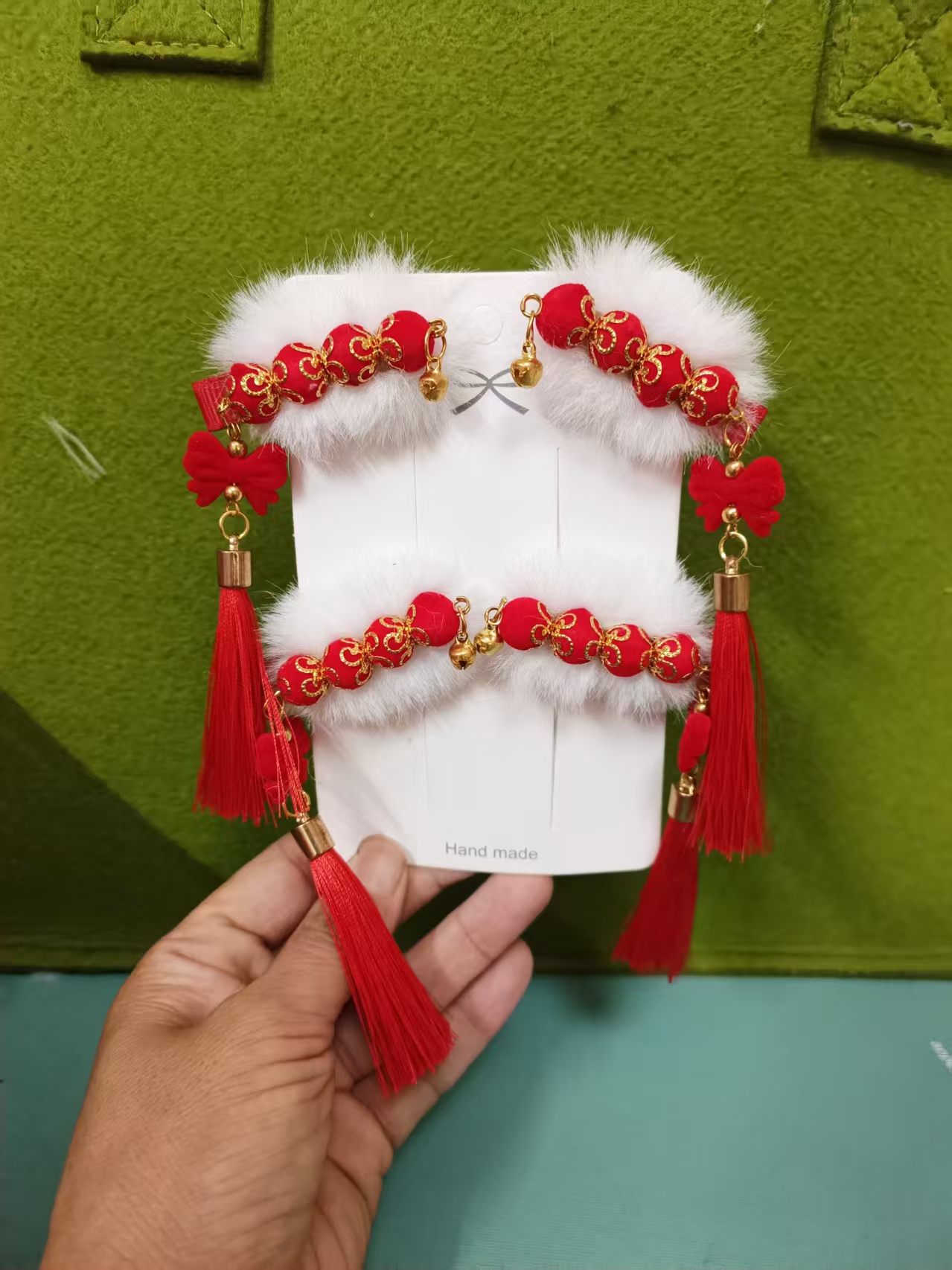 【小蚂蚁饰品】冰糖葫芦材料 植绒球  合金花托 植绒球花托