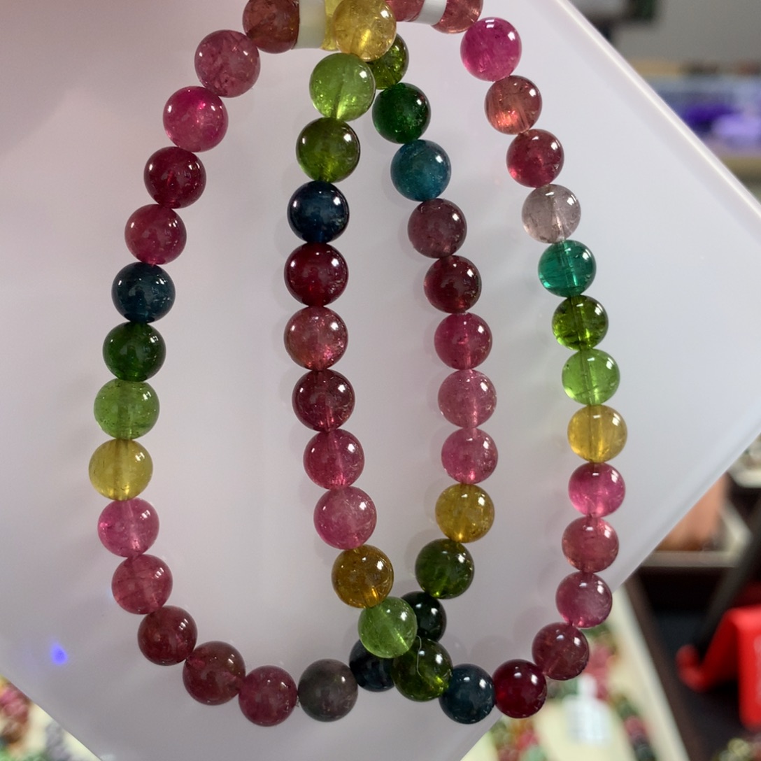 碧玺手链未镶嵌多样性发其一条6.7左右