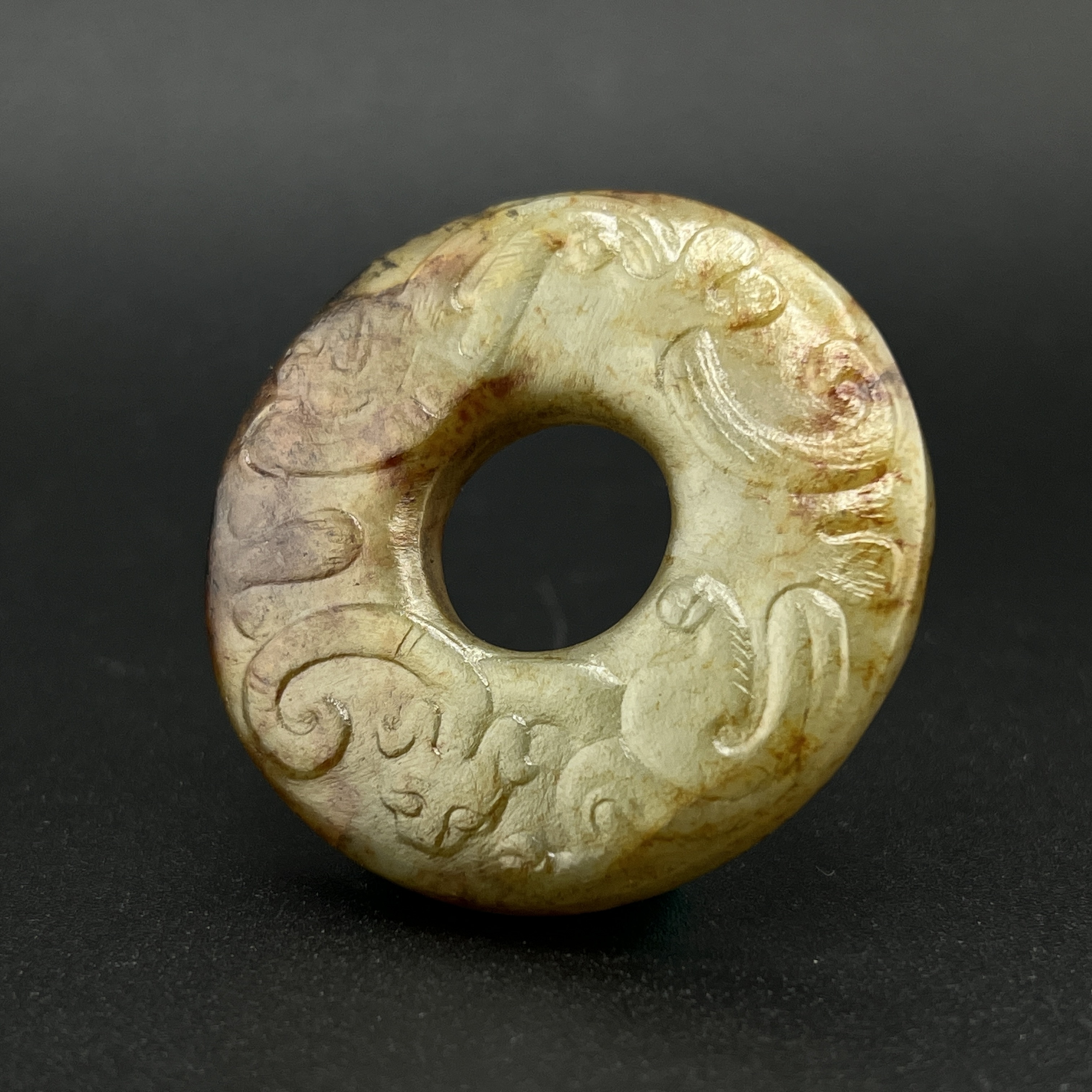 "明代和田玉螭龙璧/ DL076154/ 古玩/收藏/德州文物"