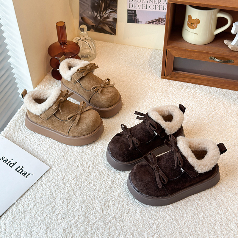 女童时尚棉鞋2025冬季新款韩版森系厚底加绒勃肯鞋宝宝洋气雪地棉