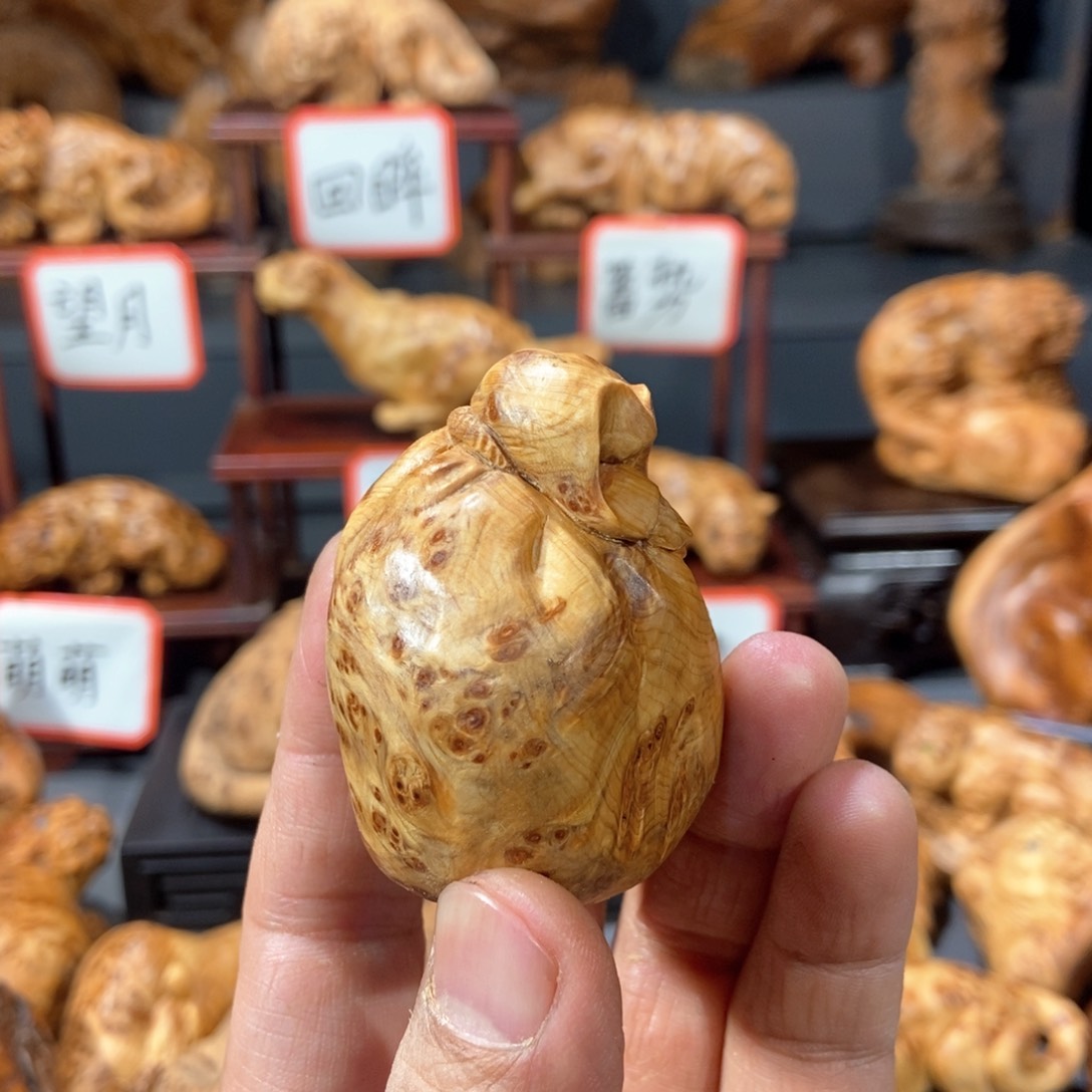 柏木（崖柏）木雕手工把件太行崖柏瘤疤料钱袋