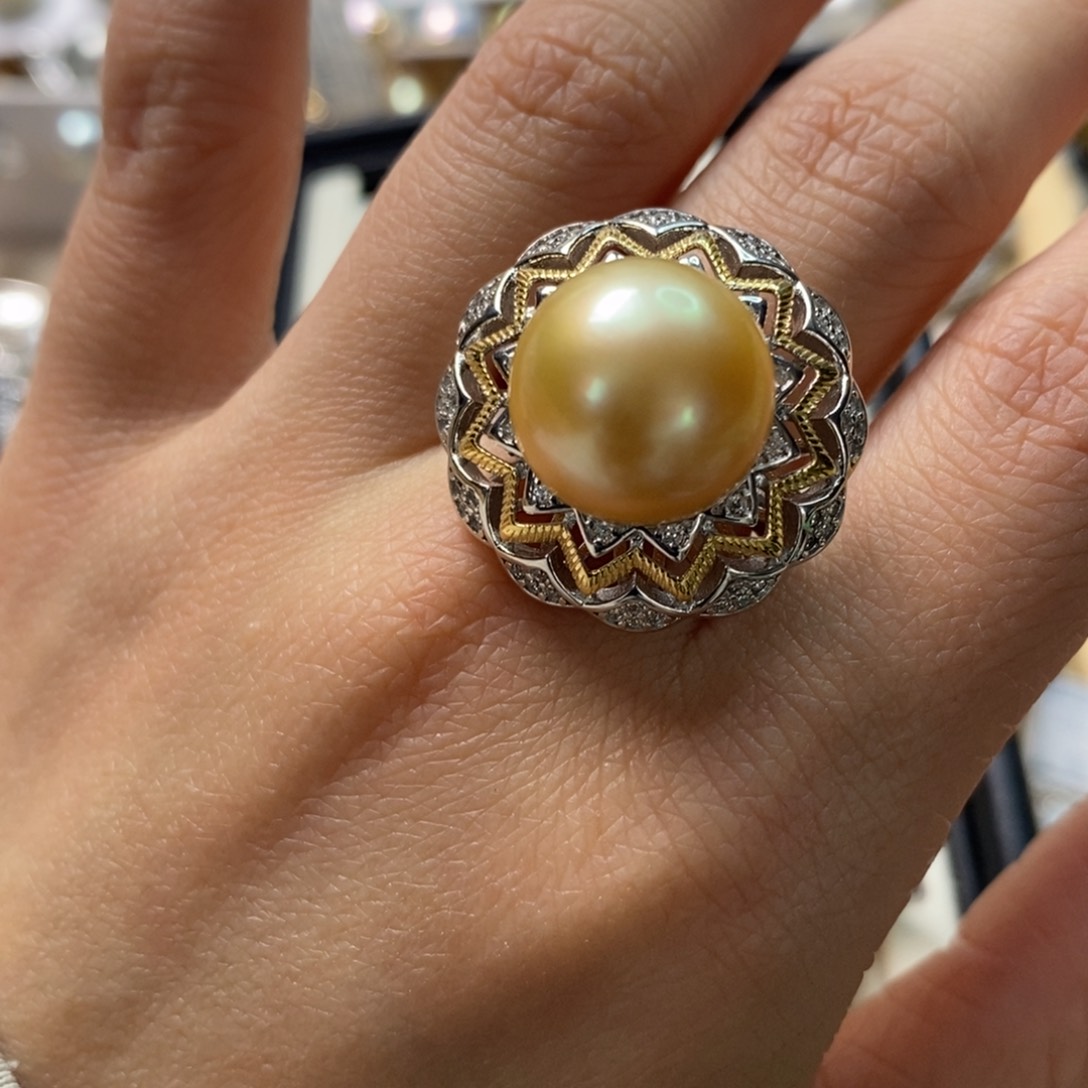 海水珍珠戒圈银S925镶嵌