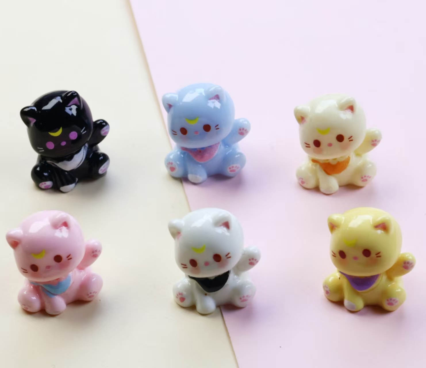 【九宫格】立体亮面小猫咪树脂配件奶油胶车内饰品车饰中控摆件可爱