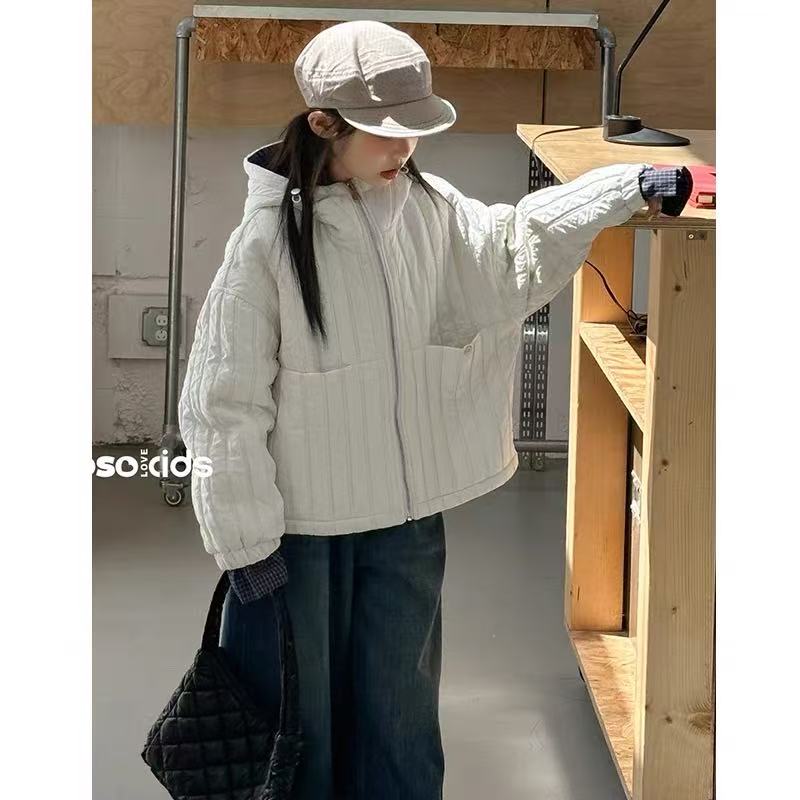 7酱福利秒发-女童夹棉连帽外套冬款2025新款韩版女孩加厚棉服